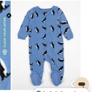 Blue Penguin toddler onesie. 12-18 months. Brand new. Fleece.